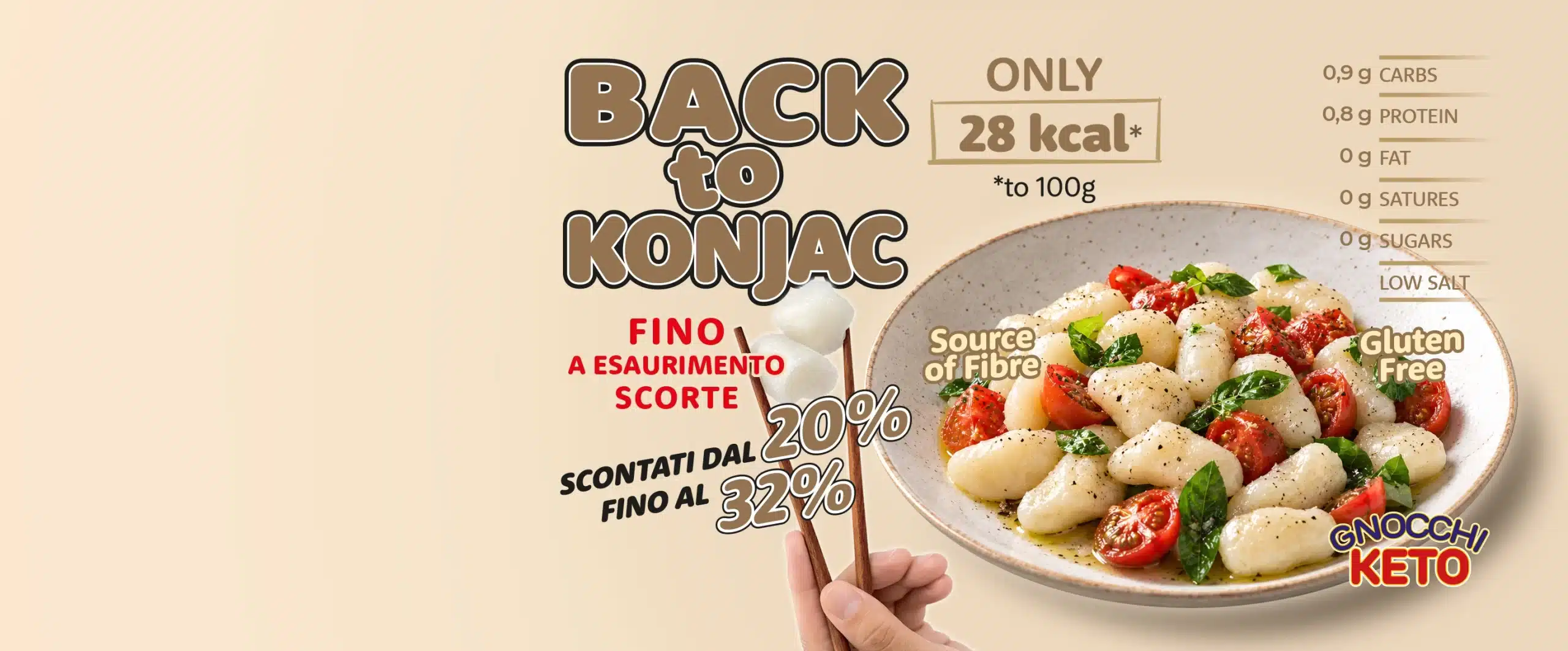 Back to Konjac: gnocchi keto di konjac, solo 28 kcal, scontati dal 20% al 32% - Lo Gnocco Famiglia Li Vecchi