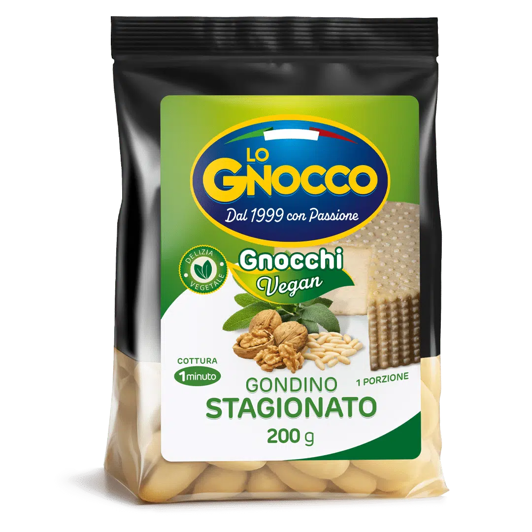 Vegan Gnocchi with seasoned gondino