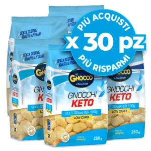 Promozione 40 confezioni Gnocchi Keto Lo Gnocco: low carb, senza glutine e vegani, solo 35 kcal per 100g.