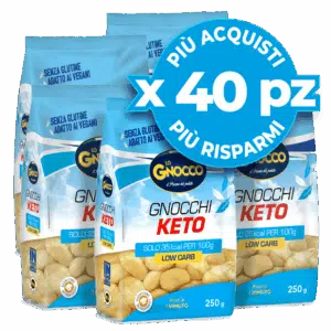 Promotion 40 packs Keto Lo Gnocchi: low carb, gluten-free and vegan, only 35 kcal per 100g.